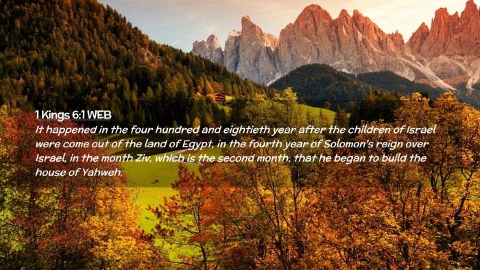 Picture 02 - 1 Kings 6:1 WEB Desktop Wallpaper - It happened in the four hundred and eightieth - Desktop Bible Verse Wallpaper