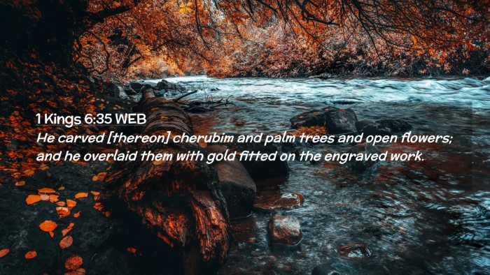 Picture 02 - 1 Kings 6:35 WEB Desktop Wallpaper - He carved [thereon] cherubim and palm trees and - Desktop Bible Verse Wallpaper
