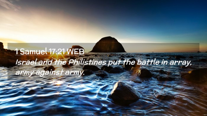 Picture 02 - 1 Samuel 17:21 WEB Desktop Wallpaper - Israel and the Philistines put the battle in - Desktop Bible Verse Wallpaper