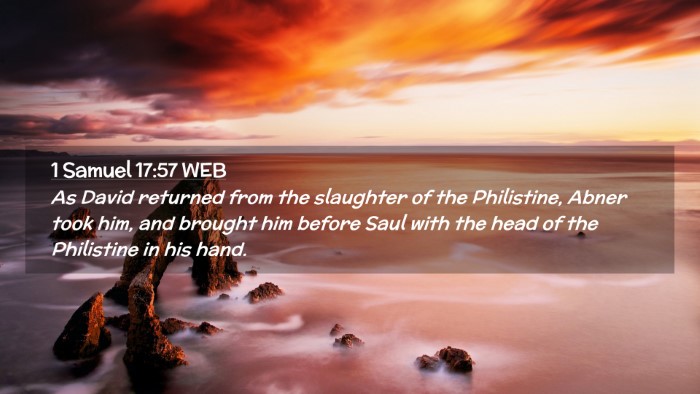 Picture 02 - 1 Samuel 17:57 WEB Desktop Wallpaper - As David returned from the slaughter of the - Desktop Bible Verse Wallpaper