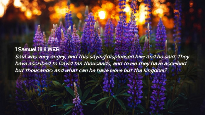 Picture 02 - 1 Samuel 18:8 WEB Desktop Wallpaper - Saul was very angry, and this saying displeased - Desktop Bible Verse Wallpaper