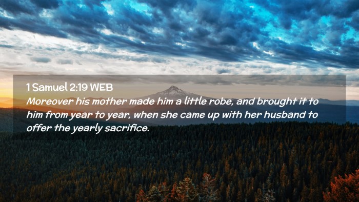 Picture 02 - 1 Samuel 2:19 WEB Desktop Wallpaper - Moreover his mother made him a little robe, and - Desktop Bible Verse Wallpaper