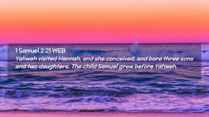 Picture 02 - 1 Samuel 2:21 WEB Desktop Wallpaper - Yahweh visited Hannah, and she conceived, and - Desktop Bible Verse Wallpaper