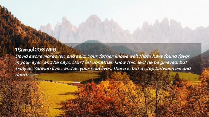 Picture 02 - 1 Samuel 20:3 WEB Desktop Wallpaper - David swore moreover, and said, Your father knows - Desktop Bible Verse Wallpaper