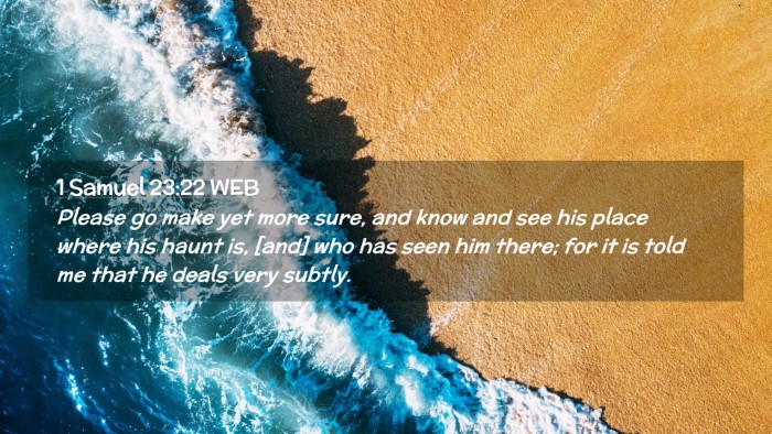Picture 02 - 1 Samuel 23:22 WEB Desktop Wallpaper - Please go make yet more sure, and know and see - Desktop Bible Verse Wallpaper