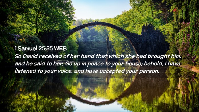 Picture 02 - 1 Samuel 25:35 WEB Desktop Wallpaper - So David received of her hand that which she had - Desktop Bible Verse Wallpaper