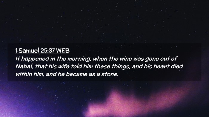 Picture 02 - 1 Samuel 25:37 WEB Desktop Wallpaper - It happened in the morning, when the wine was - Desktop Bible Verse Wallpaper