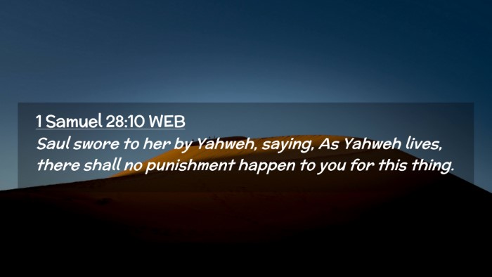 Picture 02 - 1 Samuel 28:10 WEB Desktop Wallpaper - Saul swore to her by Yahweh, saying, As Yahweh - Desktop Bible Verse Wallpaper