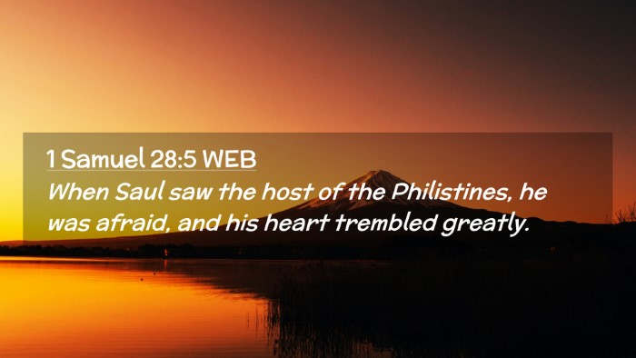 Picture 02 - 1 Samuel 28:5 WEB Desktop Wallpaper - When Saul saw the host of the Philistines, he was - Desktop Bible Verse Wallpaper