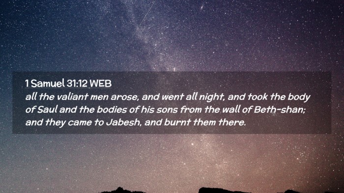 Picture 02 - 1 Samuel 31:12 WEB Desktop Wallpaper - all the valiant men arose, and went all night, - Desktop Bible Verse Wallpaper