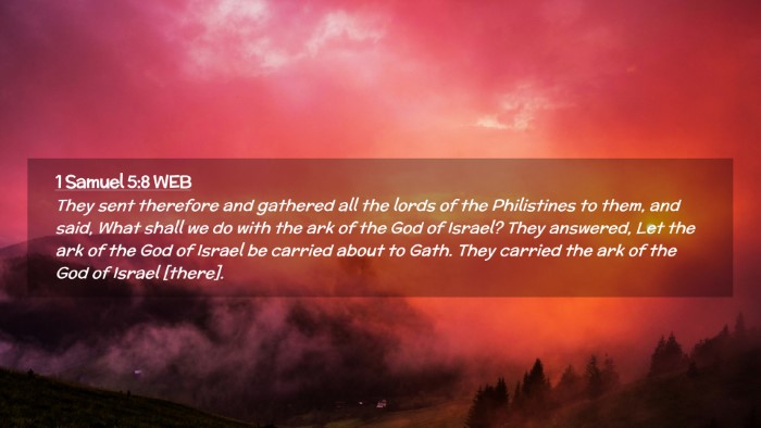 Picture 02 - 1 Samuel 5:8 WEB Desktop Wallpaper - They sent therefore and gathered all the lords of - Desktop Bible Verse Wallpaper