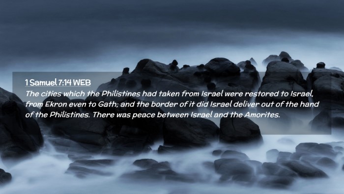 Picture 02 - 1 Samuel 7:14 WEB Desktop Wallpaper - The cities which the Philistines had taken from - Desktop Bible Verse Wallpaper