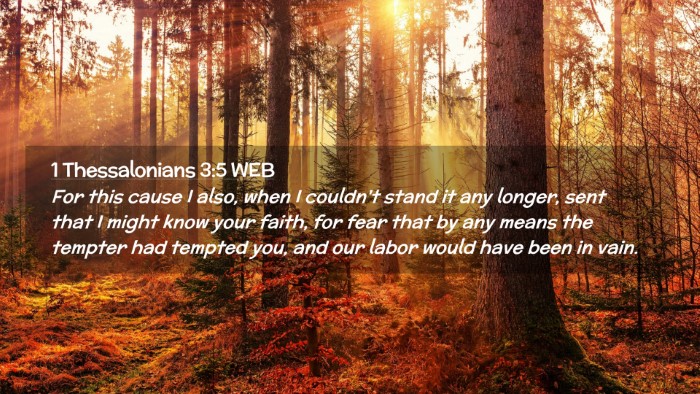 Picture 02 - 1 Thessalonians 3:5 WEB Desktop Wallpaper - For this cause I also, when I couldn't stand it - Desktop Bible Verse Wallpaper