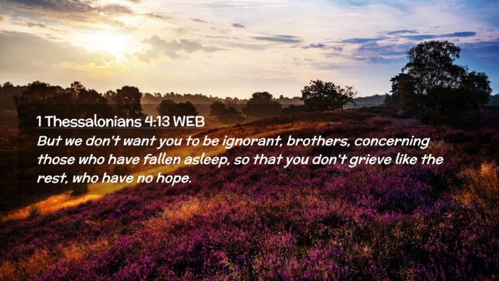 Picture 02 - 1 Thessalonians 4:13 WEB Desktop Wallpaper - But we don't want you to be ignorant, brothers, - Desktop Bible Verse Wallpaper