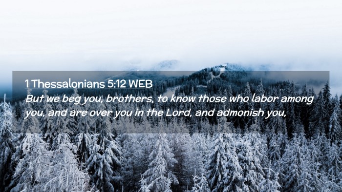 Picture 02 - 1 Thessalonians 5:12 WEB Desktop Wallpaper - But we beg you, brothers, to know those who labor - Desktop Bible Verse Wallpaper