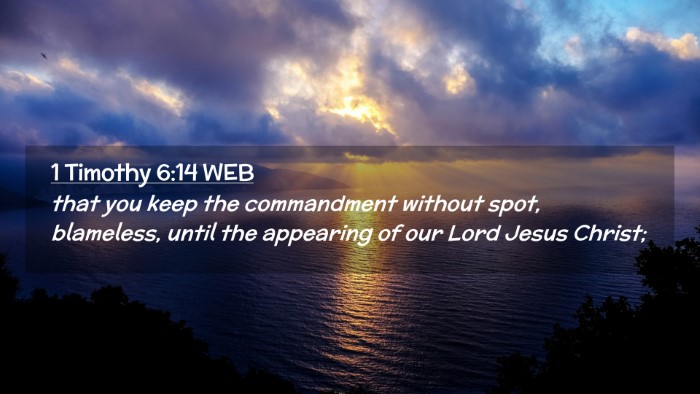 Picture 02 - 1 Timothy 6:14 WEB Desktop Wallpaper - that you keep the commandment without spot, - Desktop Bible Verse Wallpaper