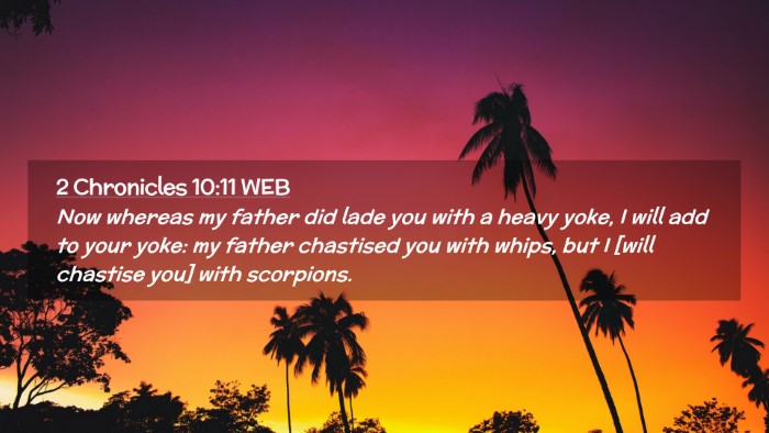 Picture 02 - 2 Chronicles 10:11 WEB Desktop Wallpaper - Now whereas my father did lade you with a heavy - Desktop Bible Verse Wallpaper