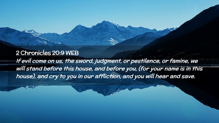 Picture 02 - 2 Chronicles 20:9 WEB Desktop Wallpaper - If evil come on us, the sword, judgment, or - Desktop Bible Verse Wallpaper