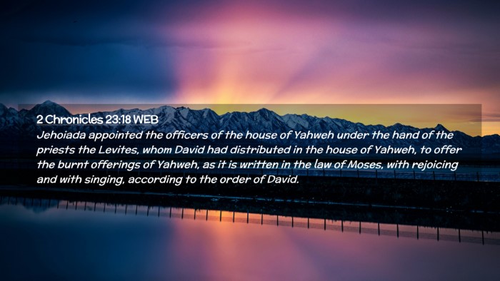 Picture 02 - 2 Chronicles 23:18 WEB Desktop Wallpaper - Jehoiada appointed the officers of the house of - Desktop Bible Verse Wallpaper