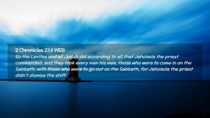 Picture 02 - 2 Chronicles 23:8 WEB Desktop Wallpaper - So the Levites and all Judah did according to all - Desktop Bible Verse Wallpaper