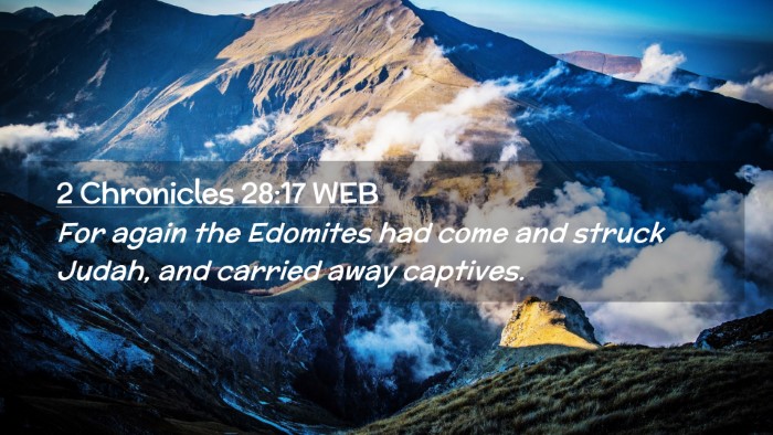 Picture 02 - 2 Chronicles 28:17 WEB Desktop Wallpaper - For again the Edomites had come and struck Judah, - Desktop Bible Verse Wallpaper