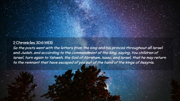 Picture 02 - 2 Chronicles 30:6 WEB Desktop Wallpaper - So the posts went with the letters from the king - Desktop Bible Verse Wallpaper
