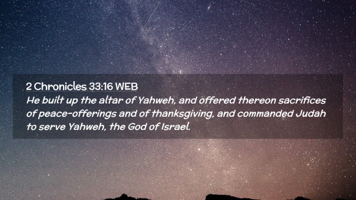 Picture 02 - 2 Chronicles 33:16 WEB Desktop Wallpaper - He built up the altar of Yahweh, and offered - Desktop Bible Verse Wallpaper