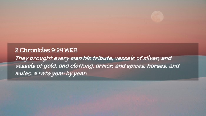 Picture 02 - 2 Chronicles 9:24 WEB Desktop Wallpaper - They brought every man his tribute, vessels of - Desktop Bible Verse Wallpaper