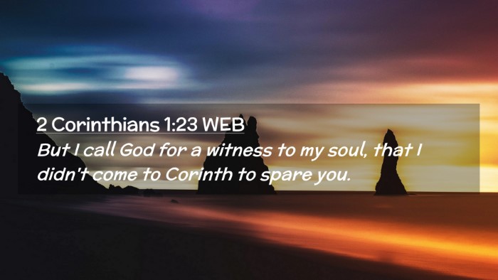Picture 02 - 2 Corinthians 1:23 WEB Desktop Wallpaper - But I call God for a witness to my soul, that I - Desktop Bible Verse Wallpaper