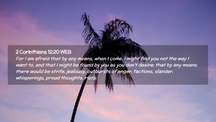 Picture 02 - 2 Corinthians 12:20 WEB Desktop Wallpaper - For I am afraid that by any means, when I come, I - Desktop Bible Verse Wallpaper
