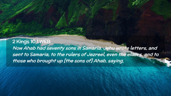 Picture 02 - 2 Kings 10:1 WEB Desktop Wallpaper - Now Ahab had seventy sons in Samaria. Jehu wrote - Desktop Bible Verse Wallpaper