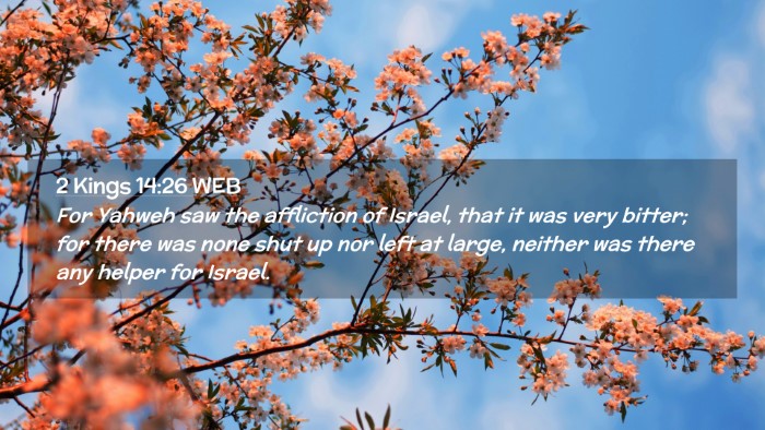 Picture 02 - 2 Kings 14:26 WEB Desktop Wallpaper - For Yahweh saw the affliction of Israel, that it - Desktop Bible Verse Wallpaper