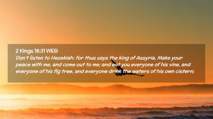 Picture 02 - 2 Kings 18:31 WEB Desktop Wallpaper - Don't listen to Hezekiah: for thus says the king - Desktop Bible Verse Wallpaper