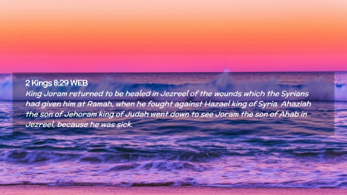 Picture 02 - 2 Kings 8:29 WEB Desktop Wallpaper - King Joram returned to be healed in Jezreel of - Desktop Bible Verse Wallpaper