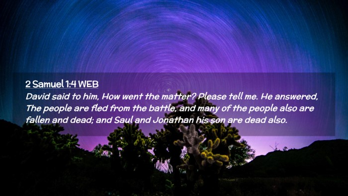 Picture 02 - 2 Samuel 1:4 WEB Desktop Wallpaper - David said to him, How went the matter? Please - Desktop Bible Verse Wallpaper