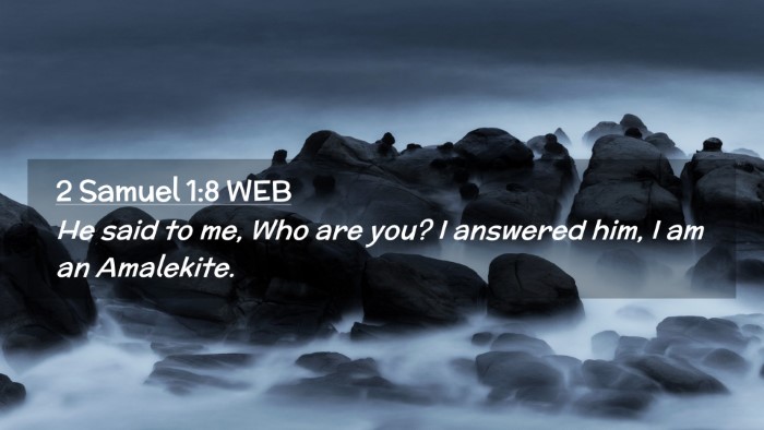 Picture 02 - 2 Samuel 1:8 WEB Desktop Wallpaper - He said to me, Who are you? I answered him, I am - Desktop Bible Verse Wallpaper