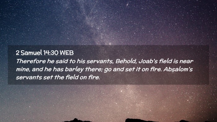 Picture 02 - 2 Samuel 14:30 WEB Desktop Wallpaper - Therefore he said to his servants, Behold, Joab's - Desktop Bible Verse Wallpaper