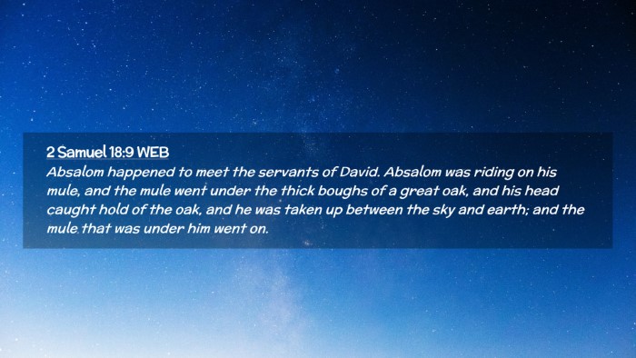 Picture 02 - 2 Samuel 18:9 WEB Desktop Wallpaper - Absalom happened to meet the servants of David. - Desktop Bible Verse Wallpaper