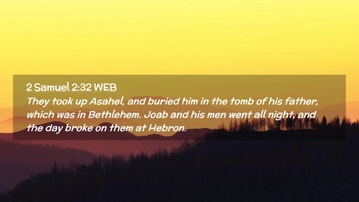 Picture 02 - 2 Samuel 2:32 WEB Desktop Wallpaper - They took up Asahel, and buried him in the tomb - Desktop Bible Verse Wallpaper