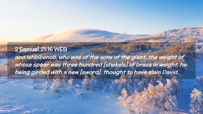 Picture 02 - 2 Samuel 21:16 WEB Desktop Wallpaper - and Ishbibenob, who was of the sons of the giant, - Desktop Bible Verse Wallpaper