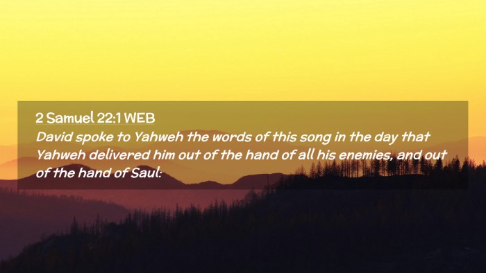Picture 02 - 2 Samuel 22:1 WEB Desktop Wallpaper - David spoke to Yahweh the words of this song in - Desktop Bible Verse Wallpaper