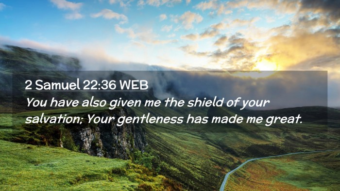 Picture 02 - 2 Samuel 22:36 WEB Desktop Wallpaper - You have also given me the shield of your - Desktop Bible Verse Wallpaper