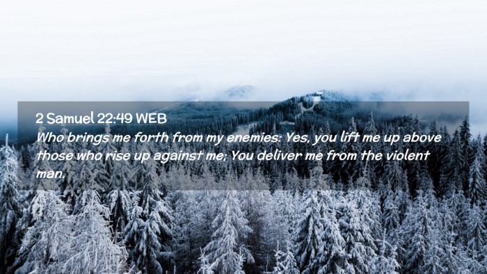 Picture 02 - 2 Samuel 22:49 WEB Desktop Wallpaper - Who brings me forth from my enemies: Yes, you - Desktop Bible Verse Wallpaper