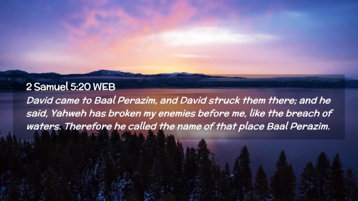 Picture 02 - 2 Samuel 5:20 WEB Desktop Wallpaper - David came to Baal Perazim, and David struck them - Desktop Bible Verse Wallpaper