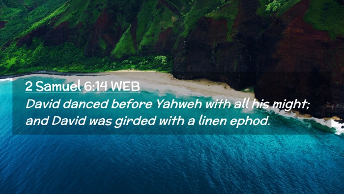 Picture 02 - 2 Samuel 6:14 WEB Desktop Wallpaper - David danced before Yahweh with all his might; - Desktop Bible Verse Wallpaper