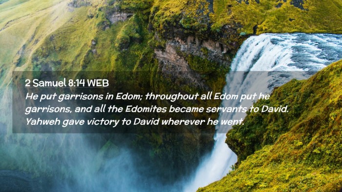 Picture 02 - 2 Samuel 8:14 WEB Desktop Wallpaper - He put garrisons in Edom; throughout all Edom put - Desktop Bible Verse Wallpaper