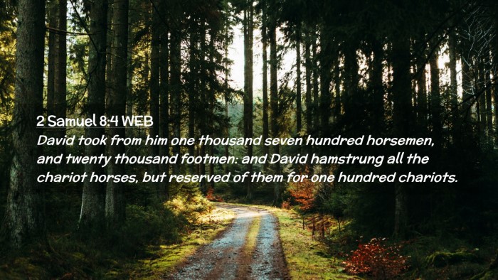 Picture 02 - 2 Samuel 8:4 WEB Desktop Wallpaper - David took from him one thousand seven hundred - Desktop Bible Verse Wallpaper