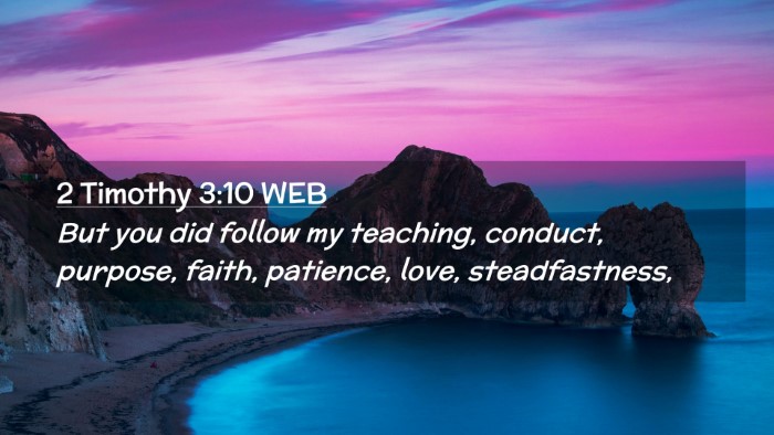 Picture 02 - 2 Timothy 3:10 WEB Desktop Wallpaper - But you did follow my teaching, conduct, purpose, - Desktop Bible Verse Wallpaper