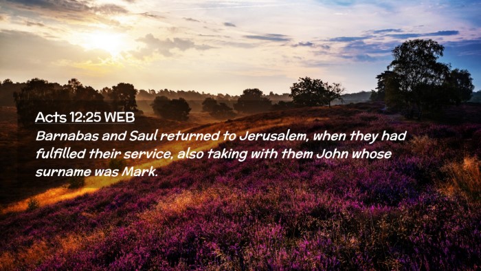 Picture 02 - Acts 12:25 WEB Desktop Wallpaper - Barnabas and Saul returned to Jerusalem, when - Desktop Bible Verse Wallpaper