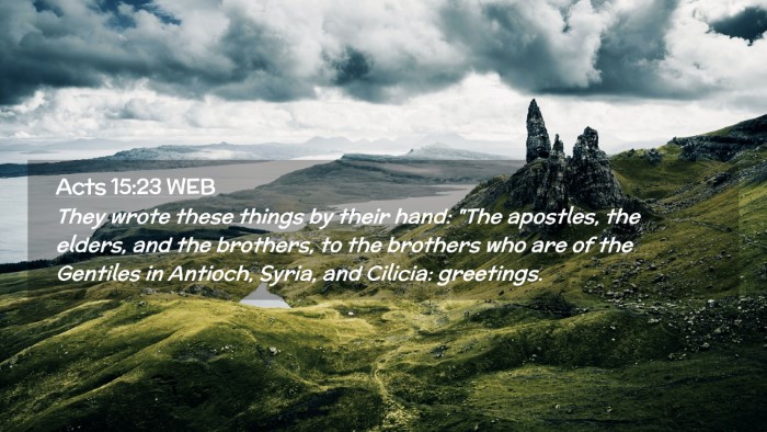 Picture 02 - Acts 15:23 WEB Desktop Wallpaper - They wrote these things by their hand: 